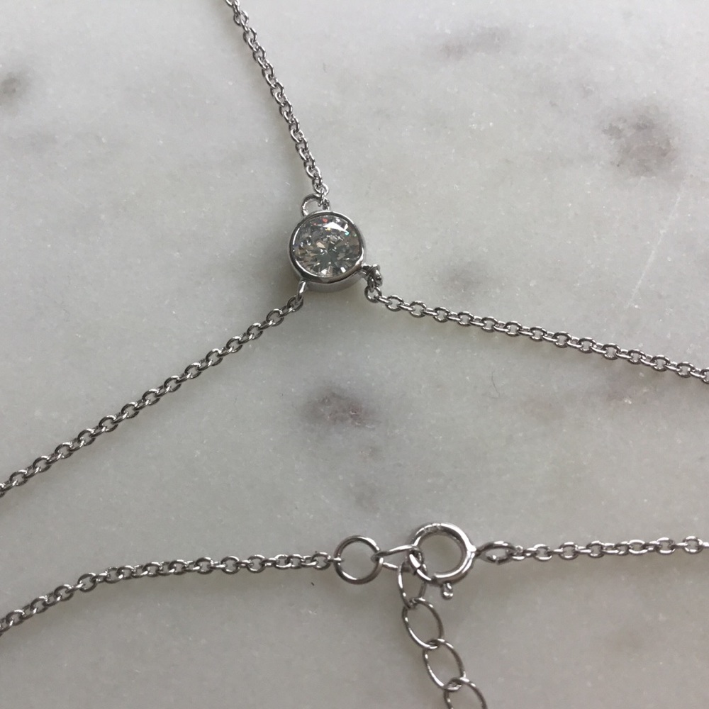Sterling Silver RP Cz Drop Necklace - Picture 14 of 15
